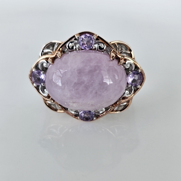 Gems En Vogue Jewelry - Authentic Kunzite & Amethyst Ring in Palladium Sterling Silver 18k RG Sz 6!